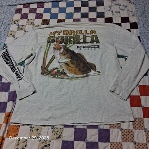 Lake Okeechobee Hydrilla Gorilla Bass Long Sleeve‎ T Shirt Size XL Garrads Bait